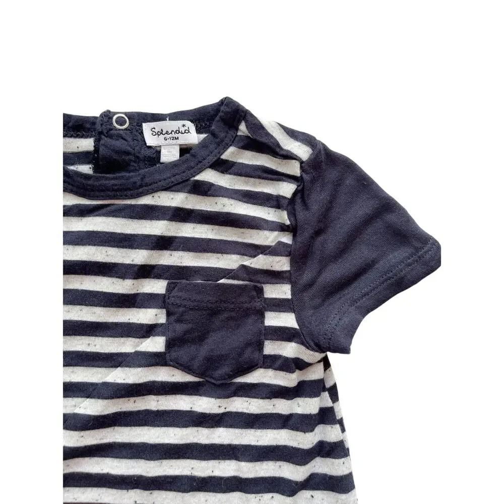 Splendid Striped Pocket Romper Size 6-12m